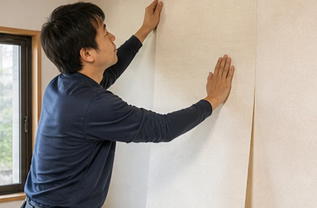 壁紙を張り替える職人